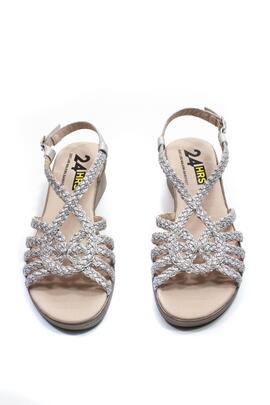 Sandalia 24Hrs Megan trenzada dorada