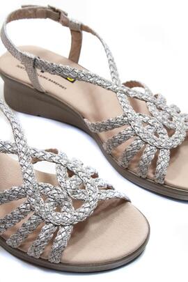 Sandalia 24Hrs Megan trenzada dorada