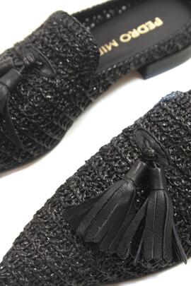Zueco Pedro Miralles Cloe rafia negra