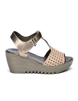 Sandalias 24 Hrs cuña calada taupe