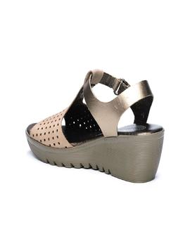 Sandalias 24 Hrs cuña calada taupe