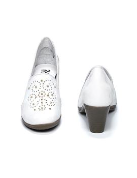 Zapato tacon adorno 24Hrs blanco