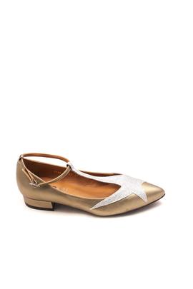 Manoletina Angari Shoes star metal dorado glitter