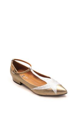 Manoletina Angari Shoes star metal dorado glitter
