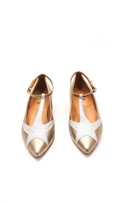 Manoletina Angari Shoes star metal dorado glitter