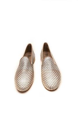 Zapato Pertini trenzado dorado bronce y plata