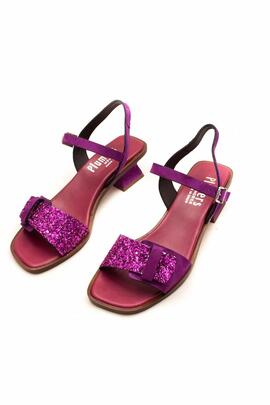 Sandalia Plumers Pompeya glitter fuxia